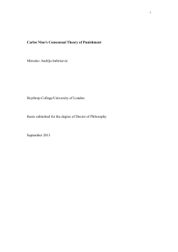 Carlos Nino`s Consensual Theory of Punishment
