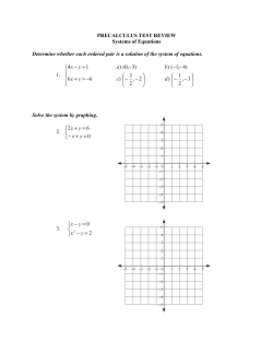 PRECALCULUS TEST REVIEW Systems of Equations
