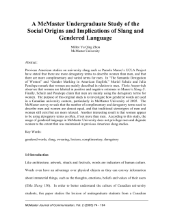 A McMaster Undergraduate Study of the Social Origins and