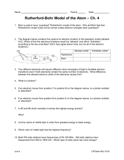 Rutherford-Bohr Model of the Atom &ndash; Ch. 4