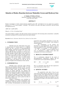 Kinetics of Redox Reaction between Malachite Green and Hydroxyl