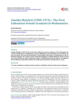 Amelija Mažylytė (1900-1972) - Scientific Research Publishing