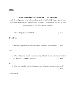 CHE 100 WINTER QUARTER 2008 9am CLASS MIDTERM 2 Marks