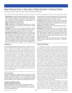 Sleep Pressure Score: a New Index of Sleep Disruption in Snoring