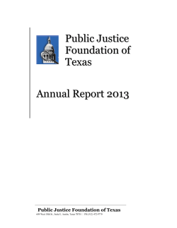 2013 Annual Report - Texans For Public Justice