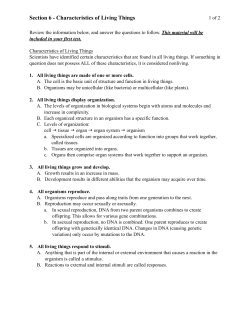 Section 6 - Characteristics of Living Things