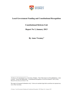 Local Government Funding and Constitutional Recognition