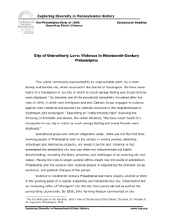 City of Unbrotherly Love: Violence in Nineteenth