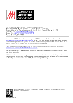 Market Segmentation: Group versus Individual Behavior