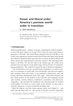 Power and liberal order: America`s postwar world