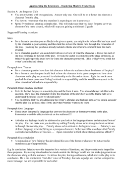 Approaching the Literature – Exploring Modern Texts Exam Section