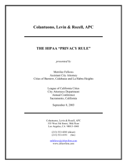 the hipaa &ldquo;privacy rule&rdquo; - League of California Cities