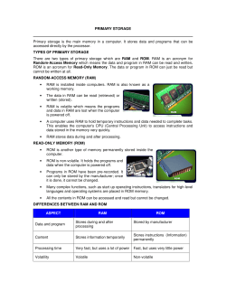 PRIMARY STORAGE Primary storage is the main memory in a