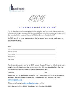 2017 SCHOLARSHIP APPLICATION In 500 words or less, please