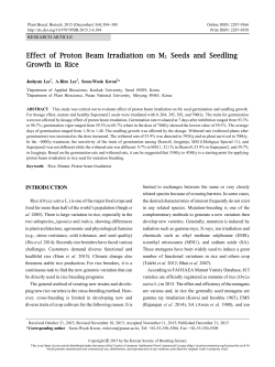 Effect of Proton Beam Irradiation on M1 Seeds and Seedling Growth