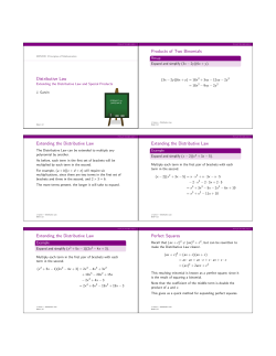 Distributive Law Products of Two Binomials Extending the