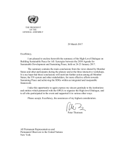 Summary of the High-level Dialogue on Building Sustainable Peace