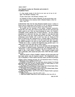 Poor Richard`s Leyden Jar: Electricity and economy in Franklinist