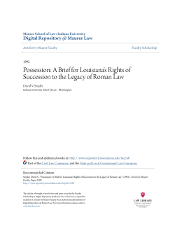 Possession: A Brief for Louisiana`s Rights of Succession to the