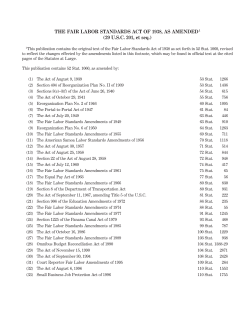 THE FAIR LABOR STANDARDS ACT OF 1938, AS AMENDED1 (29
