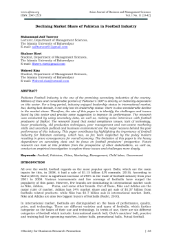 Declining Market Share of Pakistan in Football Industry