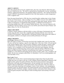 ABOUT CADENCE Start with a playlist that covers jazz, popular