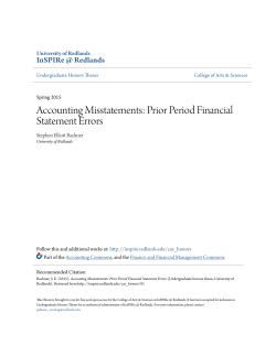 Accounting Misstatements: Prior Period Financial Statement Errors