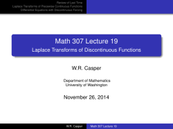 Laplace Transforms of Piecewise Continuous Functions