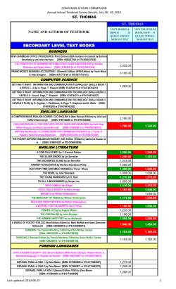 secondary level text books - Consumer Affairs Commission