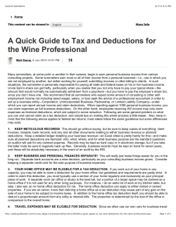 A Quick Guide To Tax And Deductions For The Wine