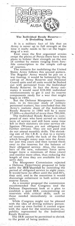 It is a military fact of life that an Army is never up .to full strength at the