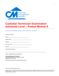 Custodial Technician Examination Advanced Level – Pretest Module 6