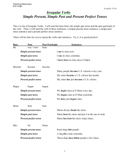 Irregular Verbs Simple Present, Simple Past and Present Perfect