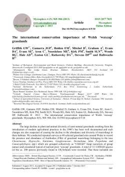 The international conservation of `waxcap grasslands in Wales