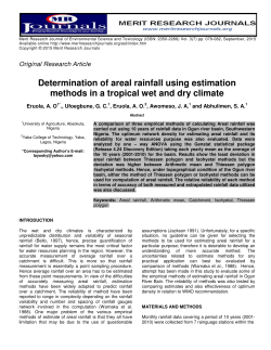 Determination of areal rainfall using estimation methods in a tropical
