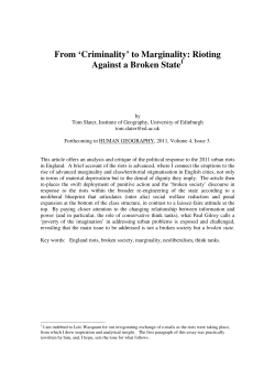 From `Criminality` to Marginality: Rioting Against a Broken State