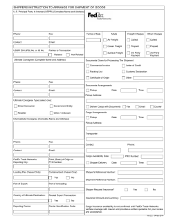 shippers instruction to arrange for shipment of goods