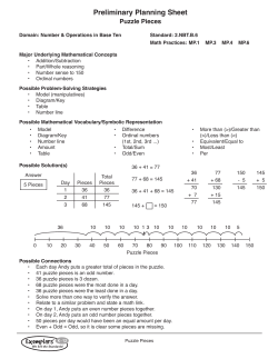 Preliminary Planning Sheet