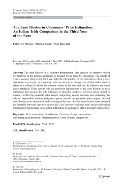 The Euro Illusion in Consumers` Price Estimation: An Italian&ndash;Irish