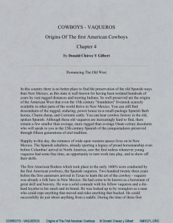 COWBOYS - VAQUEROS Origins Of The first American Cowboys