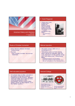 American History and Literature F. Scott Fitzgerald Roots of