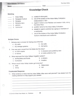 Indus Valley Knowledge Check Questions