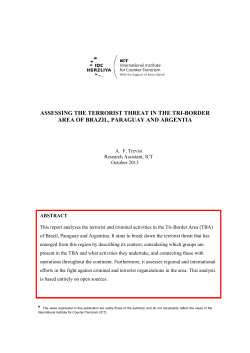assessing the terrorist threat in the tri-border area of brazil - i-HLS