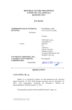 AUG 2 5 2016 - Court of Tax Appeals