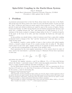 Spin-Orbit Coupling in the Earth-Moon System