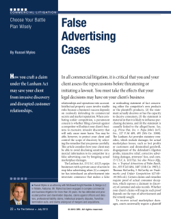 Choose Your Battle Plan Wisely: False Advertising Cases