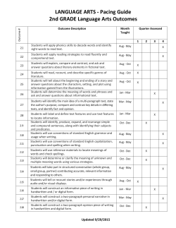 LANGUAGE ARTS - Pacing Guide 2nd GRADE Language Arts