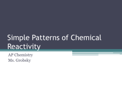 Simple Patterns of Chemical Reactivity
