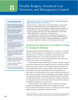 Flexible Budgets, Overhead Cost Variances, and Management Control