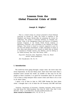 Lessons from the Global Financial Crisis of 2008